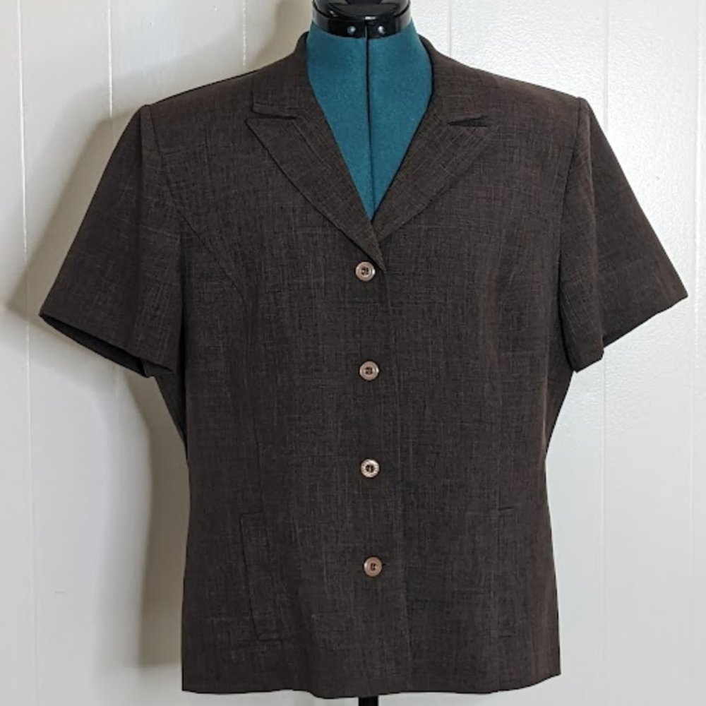 Sag Harbor Dress Short Sleeve Jacket Blouse. Size 14.